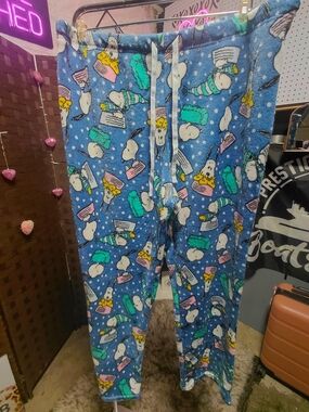 Peanuts Blue Pajama Bottoms with Multicolor Snoopy Prints